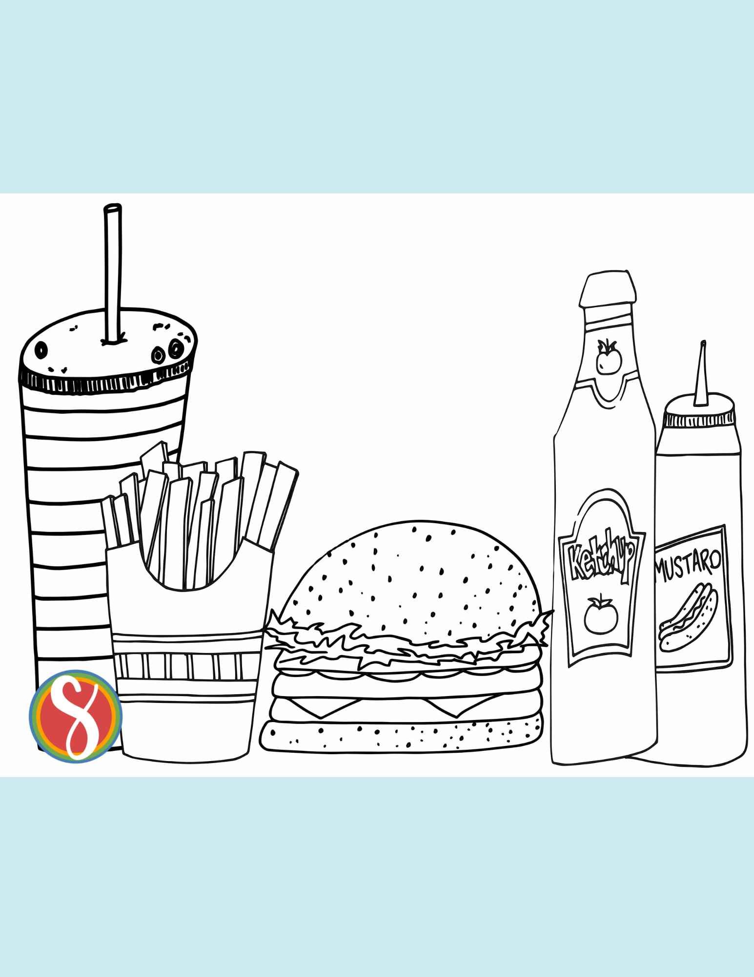 Free Hamburger Coloring Pages Stevie Doodles